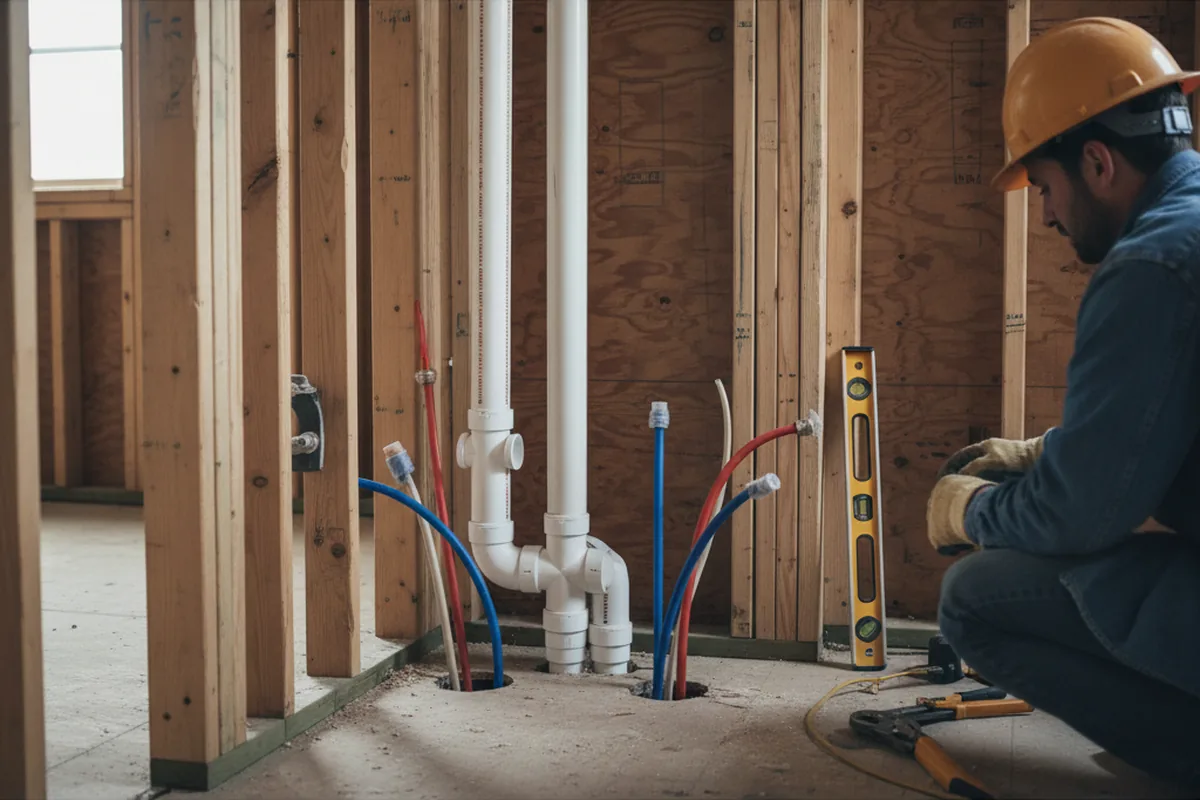 Drain and supply rough-in during Garbage Disposal Repair in Georgetown